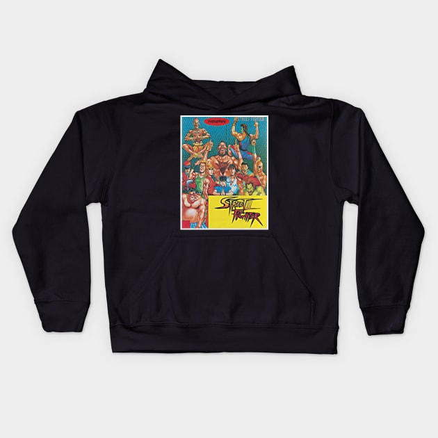 Street Fighter II - Korean Manga Crew Kids Hoodie by retroworldkorea